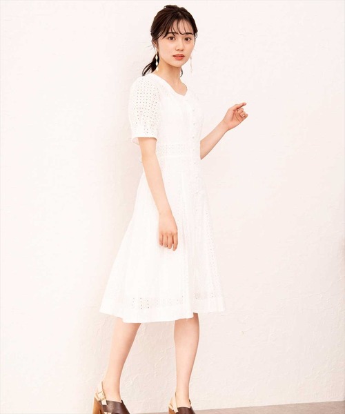 WILLSELECTION（ウィルセレクション）の「コットンレースフレアワンピース（ワンピース・レディース・オフホワイト/ピンク・MEDIUM/SMALL）」の2枚目の写真