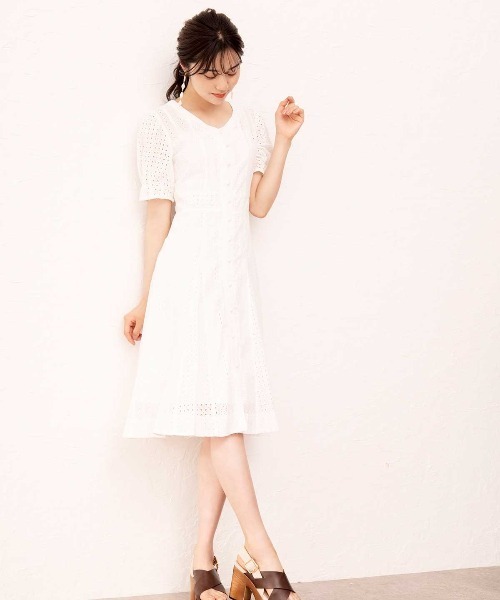 WILLSELECTION（ウィルセレクション）の「コットンレースフレアワンピース（ワンピース・レディース・オフホワイト/ピンク・MEDIUM/SMALL）」の4枚目の写真