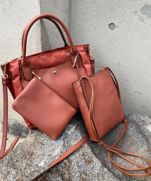 DouDou（ドゥドゥ）の「ワンマイルショルダー付ナイロン（トートバッグ・レディース・ブラック/オレンジ/グリーン・FREE）」の3枚目の写真