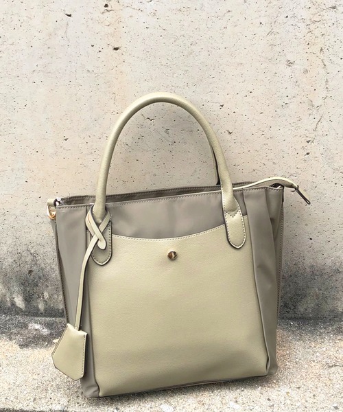 DouDou（ドゥドゥ）の「ワンマイルショルダー付ナイロン（トートバッグ・レディース・ブラック/オレンジ/グリーン・FREE）」の2枚目の写真