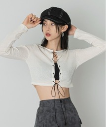 FOLLOWIN | レースアップスリムニットカーディガン(カーディガン/ボレロ)