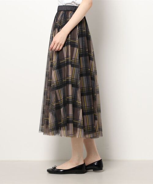 INTERPLANET（インタープラネット）の「チェック柄チュールスカート（スカート・レディース・ブラウン/ダークグレー・FREE）」の20枚目の写真