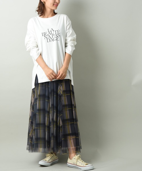 INTERPLANET（インタープラネット）の「チェック柄チュールスカート（スカート・レディース・ブラウン/ダークグレー・FREE）」の17枚目の写真