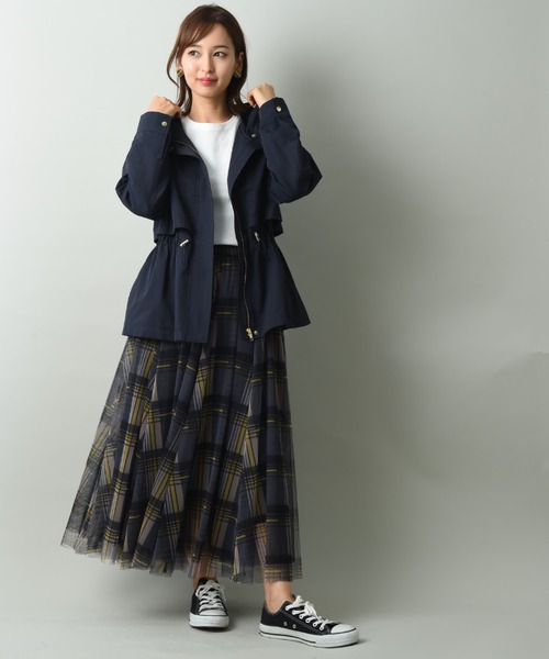 INTERPLANET（インタープラネット）の「チェック柄チュールスカート（スカート・レディース・ブラウン/ダークグレー・FREE）」の12枚目の写真