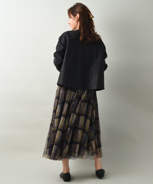 INTERPLANET（インタープラネット）の「チェック柄チュールスカート（スカート・レディース・ブラウン/ダークグレー・FREE）」の19枚目の写真
