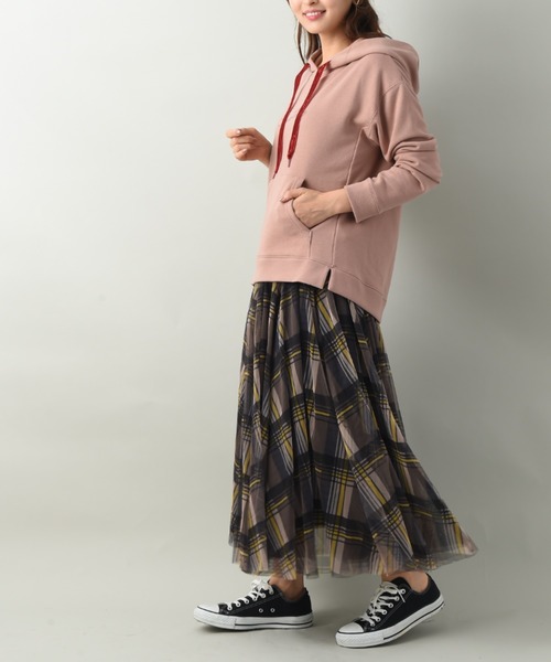 INTERPLANET（インタープラネット）の「チェック柄チュールスカート（スカート・レディース・ブラウン/ダークグレー・FREE）」の13枚目の写真