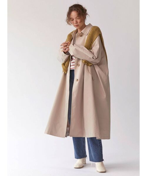 Ungrid（アングリッド）の「ステンカラーロングコート（ステンカラーコート・レディース・アイボリー/ベージュ・SMALL/MEDIUM）」の3枚目の写真