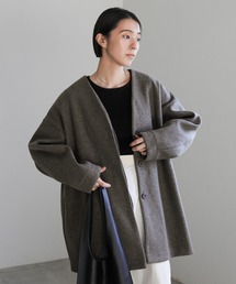 select MOCA | 2022 AW ノーカラーカットメルトンミドルコート(ノーカラーコート)