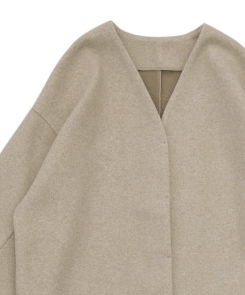 select MOCA（セレクトモカ）の「ノーカラーカットメルトンミドルコート（ノーカラーコート・レディース・ブラック/ベージュ/グレー・FREE）」の19枚目の写真