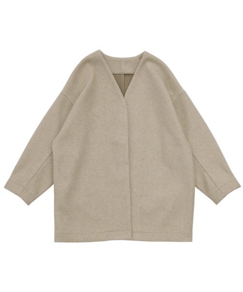 select MOCA（セレクトモカ）の「ノーカラーカットメルトンミドルコート（ノーカラーコート・レディース・ブラック/ベージュ/グレー・FREE）」の15枚目の写真