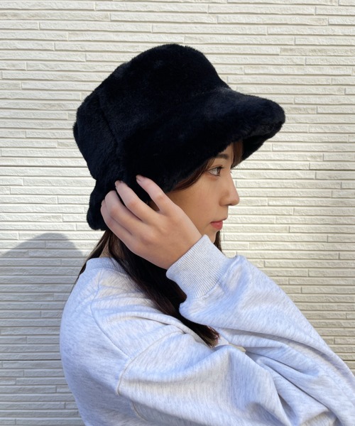 at12:03(アットイチニーゼロサン)の「ファーバケットハット(ハット・レディース・グレイッシュベージュ/アイボリー/ブラック/キャメル・FREE)」の10枚目の写真