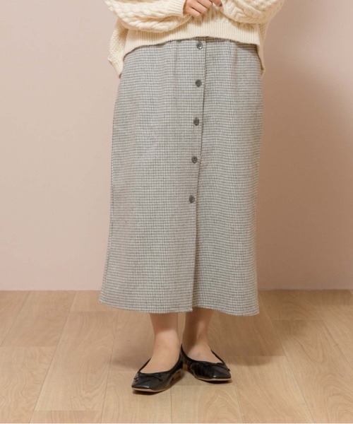 flower(フラワー)の「フェミニンチェックスカート(スカート・レディース・ブラウン/グレー・FREE)」の1枚目の写真