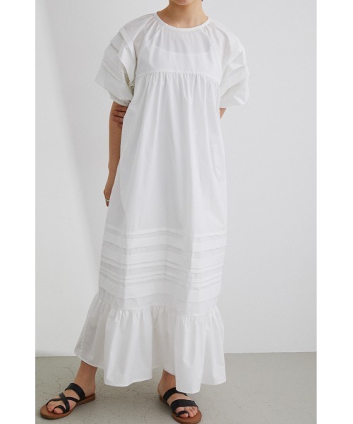 STYLEMIXER（スタイルミキサー）の「ランタンスリーブタックワンピース（ワンピース・レディース・ホワイト/ダークオレンジ/ブラック・SMALL/MEDIUM）」の2枚目の写真