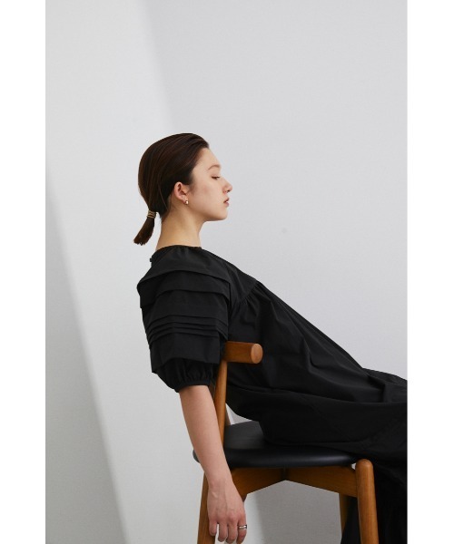 STYLEMIXER（スタイルミキサー）の「ランタンスリーブタックワンピース（ワンピース・レディース・ホワイト/ダークオレンジ/ブラック・SMALL/MEDIUM）」の3枚目の写真