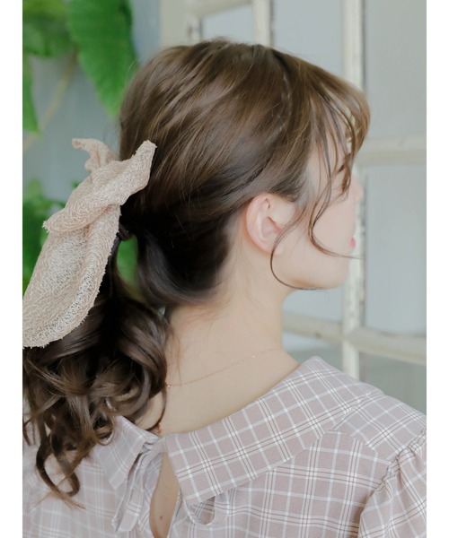 Areeam（アリーム）の「スカシ調リボンヘアカフ（ヘアゴム・レディース・ブラック/アイボリー/ピンクベージュ・FREE）」の10枚目の写真