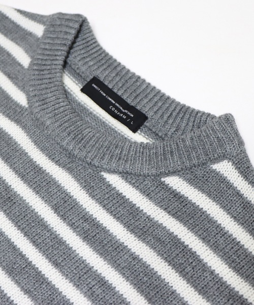 Confirm（コンファーム）の「Confirm / コンファーム ビッグシルエットボーダーニット（ニット/セーター・メンズ・ライトグレー/グレイッシュベージュ/ナチュラル/ブラック・M/L）」の13枚目の写真