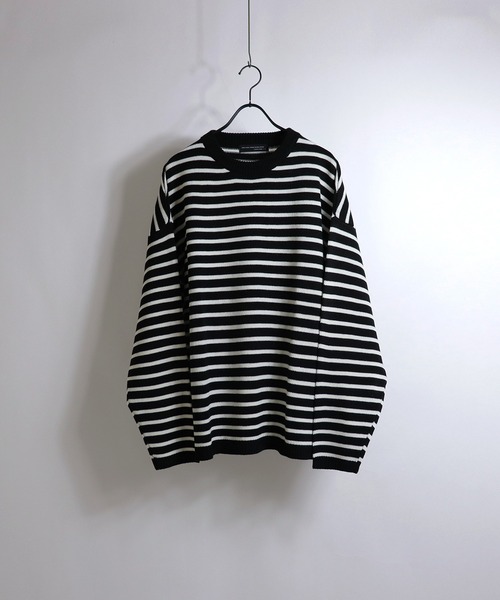 Confirm（コンファーム）の「Confirm / コンファーム ビッグシルエットボーダーニット（ニット/セーター・メンズ・ライトグレー/グレイッシュベージュ/ナチュラル/ブラック・M/L）」の5枚目の写真