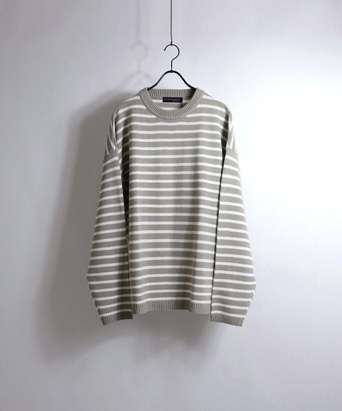Confirm（コンファーム）の「Confirm / コンファーム ビッグシルエットボーダーニット（ニット/セーター・メンズ・ライトグレー/グレイッシュベージュ/ナチュラル/ブラック・M/L）」の11枚目の写真
