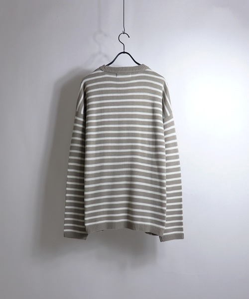 Confirm（コンファーム）の「Confirm / コンファーム ビッグシルエットボーダーニット（ニット/セーター・メンズ・ライトグレー/グレイッシュベージュ/ナチュラル/ブラック・M/L）」の12枚目の写真