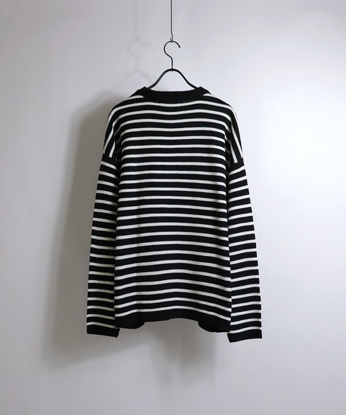 Confirm（コンファーム）の「Confirm / コンファーム ビッグシルエットボーダーニット（ニット/セーター・メンズ・ライトグレー/グレイッシュベージュ/ナチュラル/ブラック・M/L）」の6枚目の写真