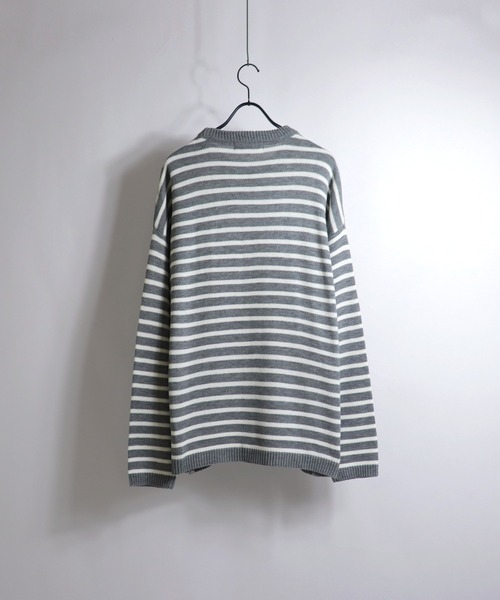 Confirm（コンファーム）の「Confirm / コンファーム ビッグシルエットボーダーニット（ニット/セーター・メンズ・ライトグレー/グレイッシュベージュ/ナチュラル/ブラック・M/L）」の8枚目の写真