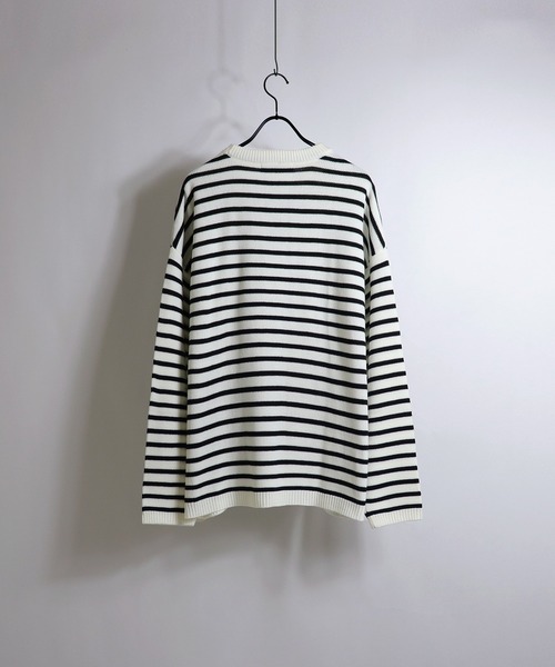 Confirm（コンファーム）の「Confirm / コンファーム ビッグシルエットボーダーニット（ニット/セーター・メンズ・ライトグレー/グレイッシュベージュ/ナチュラル/ブラック・M/L）」の10枚目の写真