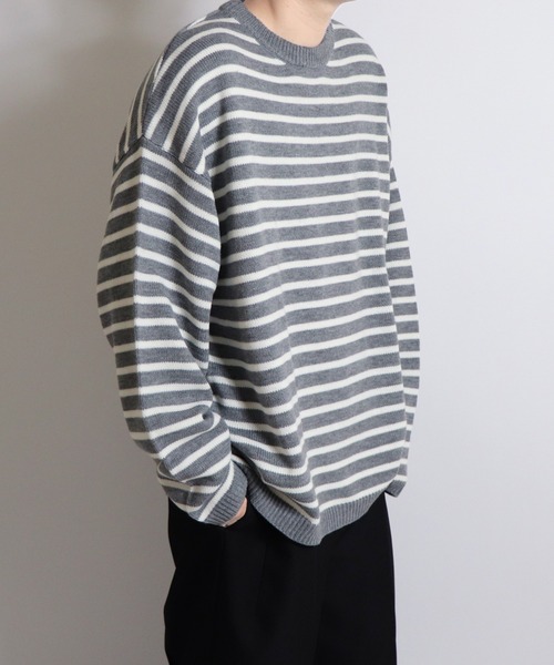 Confirm（コンファーム）の「Confirm / コンファーム ビッグシルエットボーダーニット（ニット/セーター・メンズ・ライトグレー/グレイッシュベージュ/ナチュラル/ブラック・M/L）」の18枚目の写真