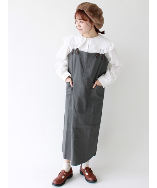 ehka sopo(エヘカソポ)の「ワークジャンスカ(ジャンパースカート・レディース・モカ/カーキ/ブラック・フリ-)」の3枚目の写真