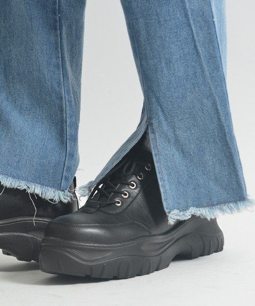 SPINNS（スピンズ）の「フェイクレザー ハイソールダッドスニーカー（スニーカー・メンズ・ブラック・26cm/27cm）」の4枚目の写真