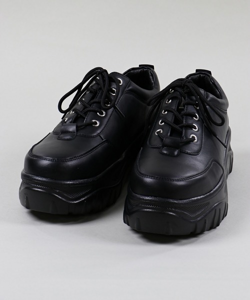 SPINNS（スピンズ）の「フェイクレザー ハイソールダッドスニーカー（スニーカー・メンズ・ブラック・26cm/27cm）」の9枚目の写真