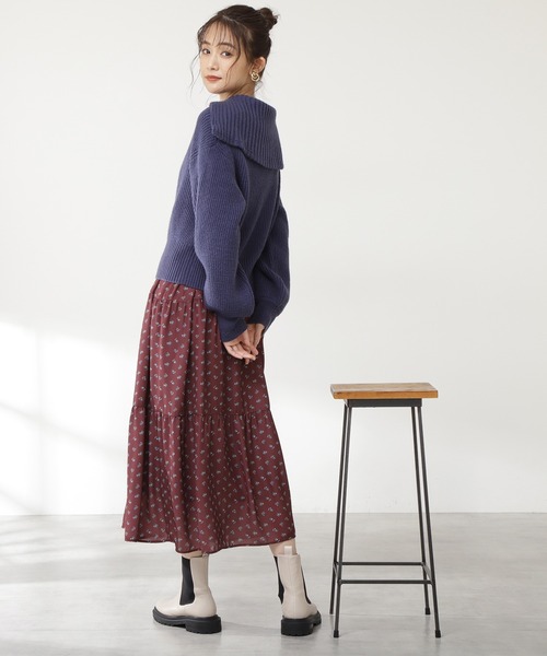 N.（N. Natural Beauty Basic）（エヌエヌナチュラルビューティーベーシック）の「◆ジップアップビックカラーニット（ニット/セーター・レディース・オフホワイト/ライトグリーン/ネイビー・MEDIUM）」の14枚目の写真