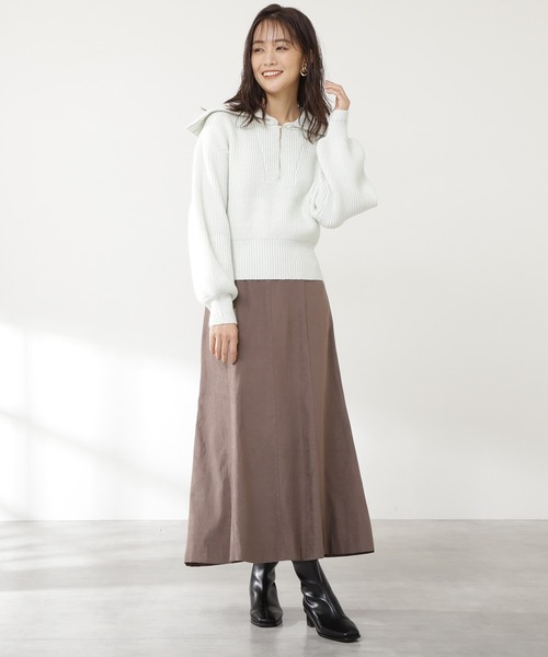 N.（N. Natural Beauty Basic）（エヌエヌナチュラルビューティーベーシック）の「◆ジップアップビックカラーニット（ニット/セーター・レディース・オフホワイト/ライトグリーン/ネイビー・MEDIUM）」の13枚目の写真