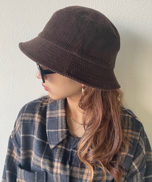 SHAGGIE（シャギー）の「コーデュロイバケットハット（ハット・レディース・ブラック/ブラウン・FREE）」の8枚目の写真