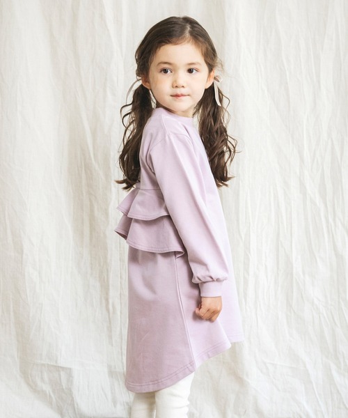 BRANSHES（ブランシェス）の「【WEB限定】バック2段フリル長袖ワンピース（ワンピース・キッズ・チャコールグレー/ピンク/ライトグリーン・120/140/130/150/110/100）」の14枚目の写真