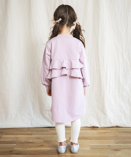 BRANSHES（ブランシェス）の「【WEB限定】バック2段フリル長袖ワンピース（ワンピース・キッズ・チャコールグレー/ピンク/ライトグリーン・120/140/130/150/110/100）」の16枚目の写真