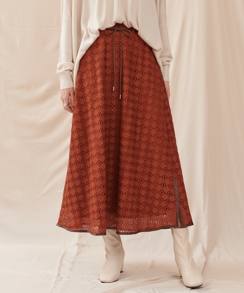 【THE CHIC】パイピングレーススカート