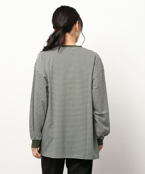 ehka sopo（エヘカソポ）の「無地／ボーダーポケット刺繍ロンT（Tシャツ/カットソー・レディース・ブラウン/オフホワイト/グリーン/キナリ・ﾌﾘ-）」の5枚目の写真