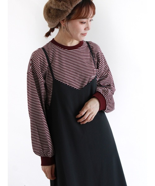 ehka sopo（エヘカソポ）の「無地／ボーダーポケット刺繍ロンT（Tシャツ/カットソー・レディース・ブラウン/オフホワイト/グリーン/キナリ・ﾌﾘ-）」の3枚目の写真