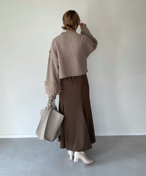 y/m by misato（イムバイミサト）の「編地切り替えショート丈ニットトップス（ニット/セーター・レディース・グレイッシュベージュ/ブラック・FREE）」の19枚目の写真