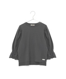 MAKE YOUR DAY | 袖レース無地長袖Tシャツ■80~140cm(Tシャツ/カットソー)