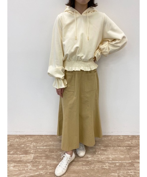 Areeam(アリーム)の「シャーリングフリルパーカー(パーカー・レディース・ピンク/ブルー/アイボリー・FREE)」の4枚目の写真