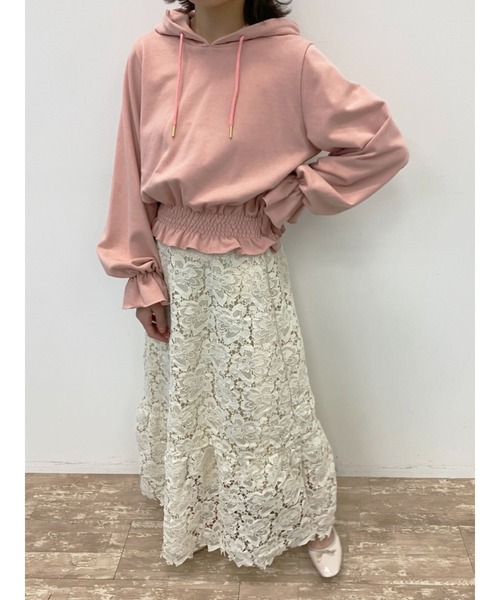 Areeam(アリーム)の「シャーリングフリルパーカー(パーカー・レディース・ピンク/ブルー/アイボリー・FREE)」の12枚目の写真