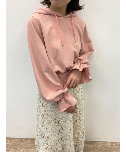 Areeam(アリーム)の「シャーリングフリルパーカー(パーカー・レディース・ピンク/ブルー/アイボリー・FREE)」の10枚目の写真