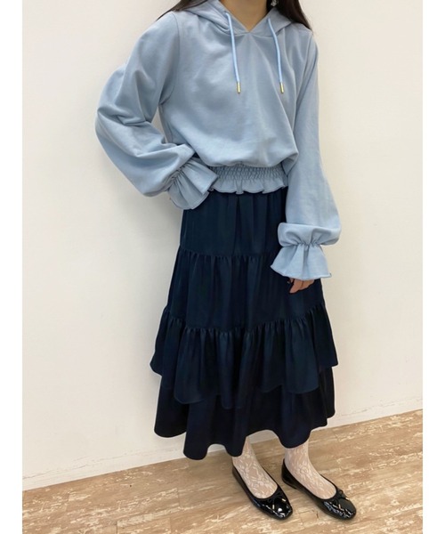 Areeam(アリーム)の「シャーリングフリルパーカー(パーカー・レディース・ピンク/ブルー/アイボリー・FREE)」の5枚目の写真