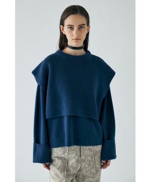 MOUSSY（マウジー）の「LAYERED RIB セーター（ニット/セーター・レディース・ライトベージュ/ブラック/ブルー・FREE）」の9枚目の写真