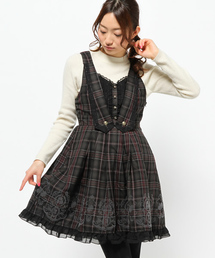 axes femme | チェック柄ベスト風ワンピース(ワンピース)