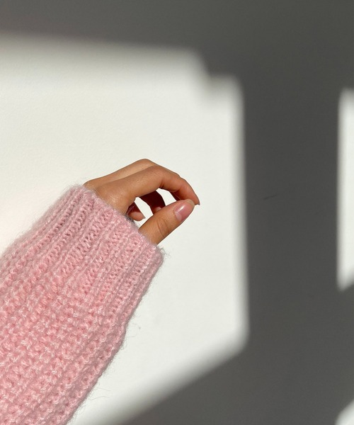 CANAL JEAN(キャナルジーン)の「via j(ヴィアジェイ) アルパカ混あぜクルーネックニット(ニット/セーター・レディース・ホワイト/ブラウン/ピンク・ONE SIZE)」の11枚目の写真