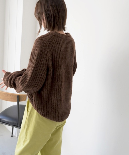 CANAL JEAN(キャナルジーン)の「via j(ヴィアジェイ) アルパカ混あぜクルーネックニット(ニット/セーター・レディース・ホワイト/ブラウン/ピンク・ONE SIZE)」の16枚目の写真