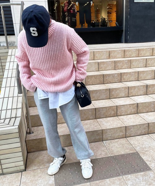 CANAL JEAN(キャナルジーン)の「via j(ヴィアジェイ) アルパカ混あぜクルーネックニット(ニット/セーター・レディース・ホワイト/ブラウン/ピンク・ONE SIZE)」の4枚目の写真