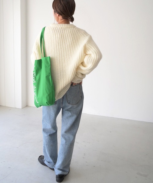 CANAL JEAN(キャナルジーン)の「via j(ヴィアジェイ) アルパカ混あぜクルーネックニット(ニット/セーター・レディース・ホワイト/ブラウン/ピンク・ONE SIZE)」の10枚目の写真